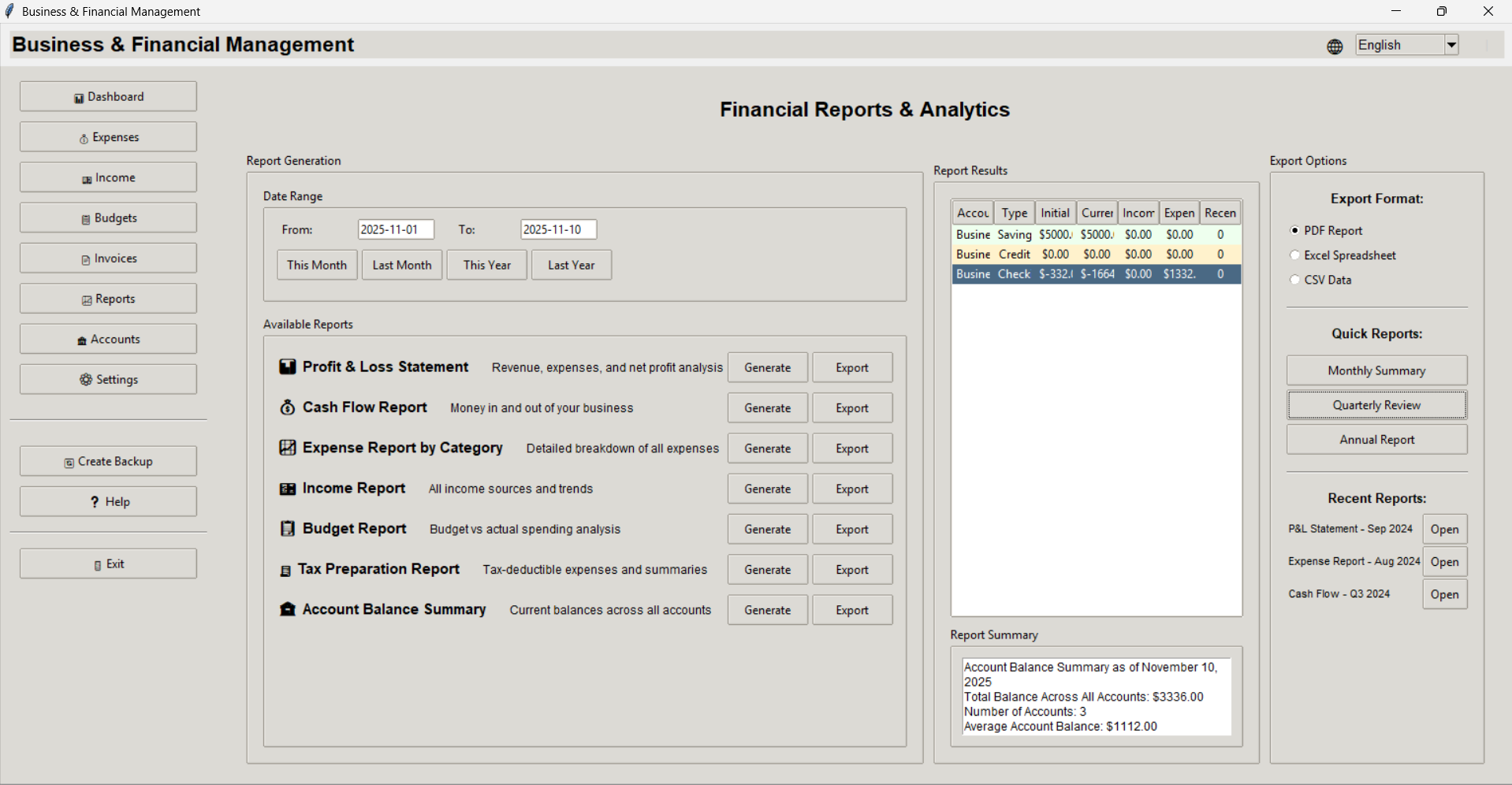 Business & Financial Management System (Python) – My blog