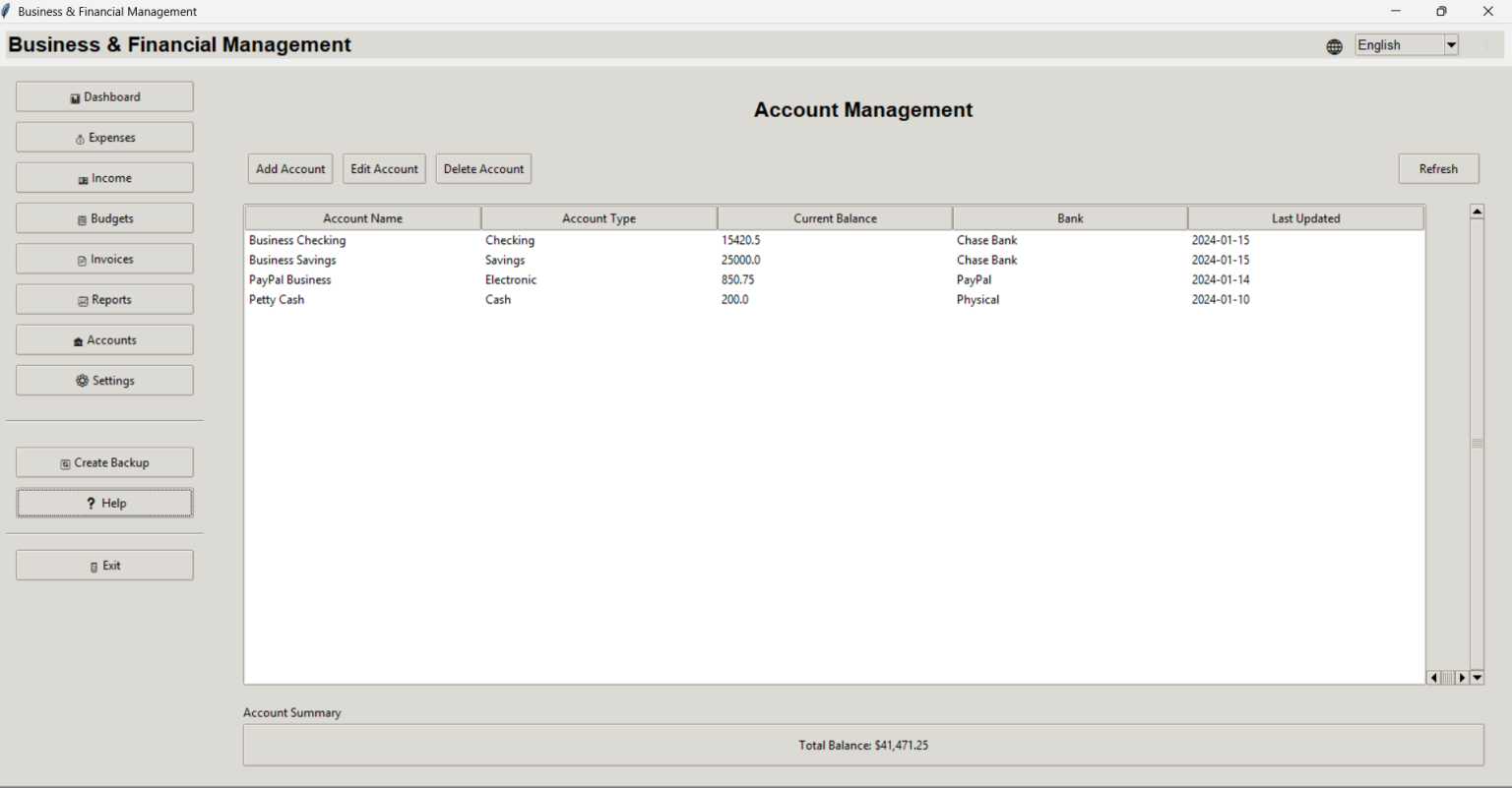 Business & Financial Management System (Python) – My blog